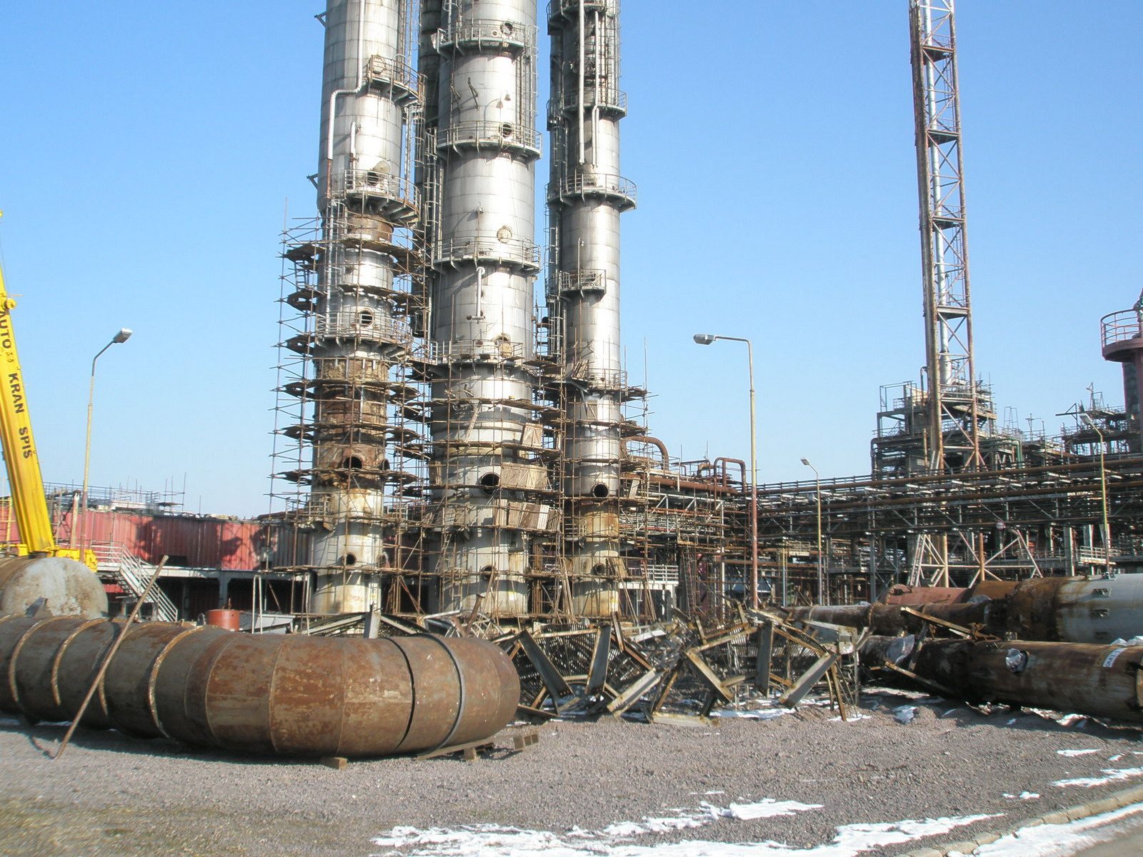 Cyclohexanone plant columns during dismantling at Strážske
